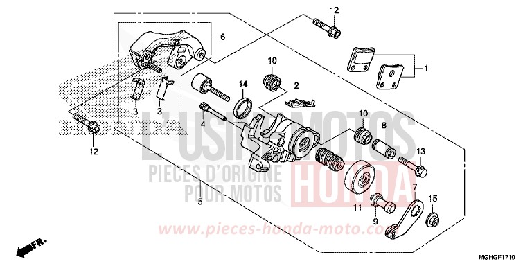PARKING BRAKE CALIPER for VFR1200X Dual Clutch PEARL COSMIC BLACK (NHA64) from 2016